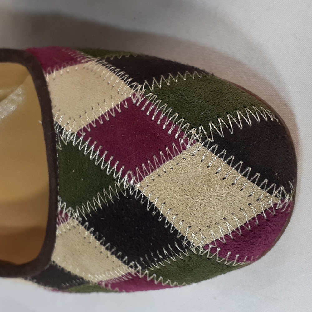Valentino vintage Y2K patchwork suede heels burgundy green cream Brown - Picture 4 of 10